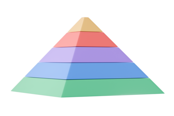 3d pastel pyramid chart icon. hierarchy strategy concept. Minimal cartoon pyramid chart funnel infographic for business presentation slide. isolated on white background. 3d render.