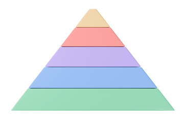 3d pastel pyramid chart icon. hierarchy strategy concept. Minimal cartoon pyramid chart funnel infographic for business presentation slide. isolated on white background. 3d render.