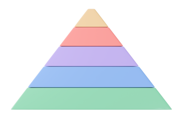 3d pastel pyramid chart icon. hierarchy strategy concept. Minimal cartoon pyramid chart funnel infographic for business presentation slide. isolated on white background. 3d render.