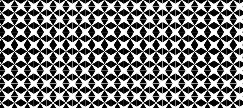 Abstract black and white geometric pattern with repeating star shapes - Powered by Adobe