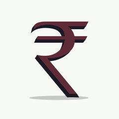 Rupee symbol displayed prominently on plain backdrop. Rupee symbol with artistic shading, representing financial concepts and currency exchange.