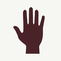 Brown human hand print isolated on white, showing fingers and palm. Human hand silhouette for healthcare, business, or art. Human hand presents diverse opportunities.