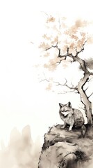 Naklejka premium Drawing mammal animal sketch.