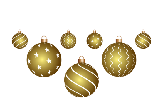 Golden white christmas new year hanging balls and snowflakes design element