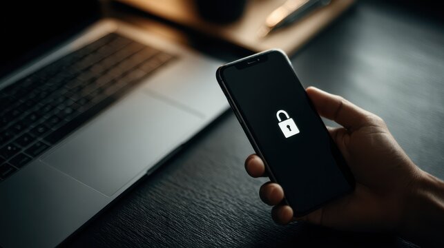 Person holding smartphone with padlock icon, symbolizing data security and privacy protection