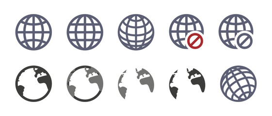  Set of internet globe icon vctor illustration logotype. Website. Planet Earth © Viewofmorning