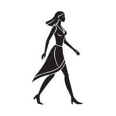Walking Woman Silhouette With Simple Clean Linework