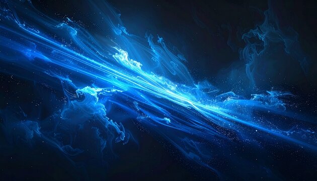 blue light ray, dark black background, abstract glowing aura, grain noise texture, web banner header design