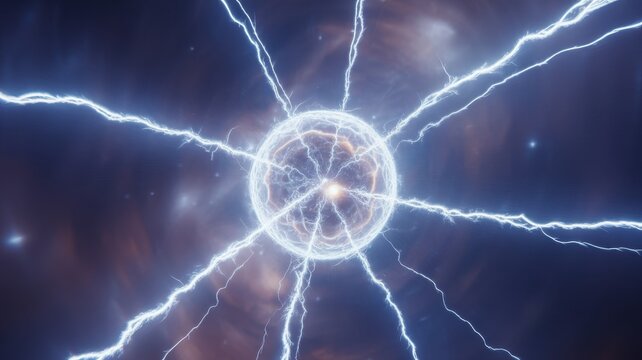 A glowing energy ball with lightning bolts radiating outward in the darkness