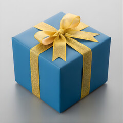 Red gift box with a gold ribbon bow for a Christmas birthday celebration present