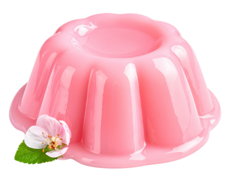 Pink gelatin dessert isolated on transparent background, sweet treat for parties and celebrations PNG