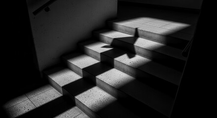 Dramatic Stairwell Illuminated By Shadows, Creating A Striking Contrast Against the Light