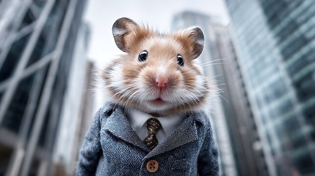 Charming Hamster in Miniature Suit Jacket at Dusk