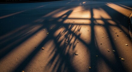 Dramatic Sunlight Shadows Forming Geometric Patterns On a Textured Road Surface