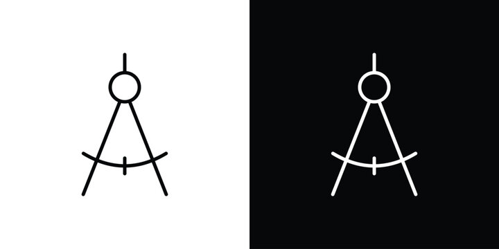Drafting compass icons symbols. Collection of simple black icons