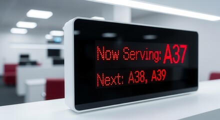 Electronic Display Shows Customer Service Notifications in a Modern, Bright, Professional Setting