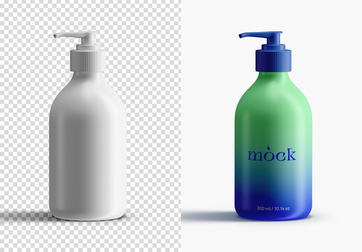 Cosmetic Pump Bottle Packaging Mockup Isolated