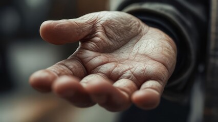 Elderly hand with visible lines and wrinkles