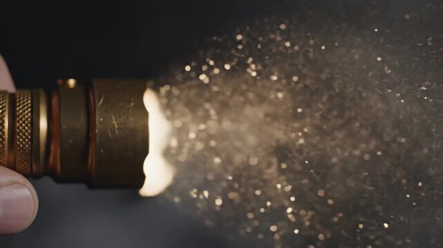 Sprinkling water from nozzle up close