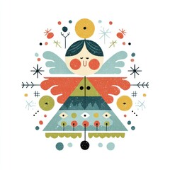 Obraz premium Whimsical geometric angel illustration