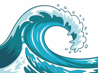 This stunning illustration captures the energy and movement of a vibrant wave, depicting the beauty and force of the ocean in a visually engaging manner.