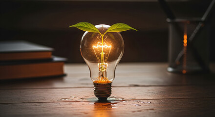 Hopeful esg business for financial growth. Green energy innovation sustainable technology idea for future and new investment in our planet