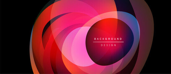 Obraz premium Abstract vibrant circles overlap creating dynamic colorful background. Text reads background design within central shape.