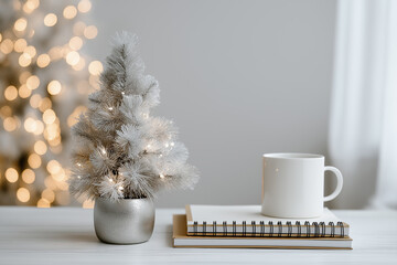 Minimalist Christmas Home Desk with Notepad