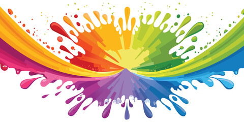 Vibrant rainbow color paint splash burst abstract vector background
