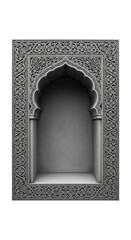 BW Indian architectural niche with carvings. cutout on transparent background