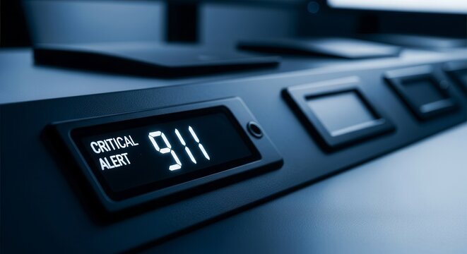 Emergency Situation Displaying Critical Alert Number 911 With Dark Modern Technology Design