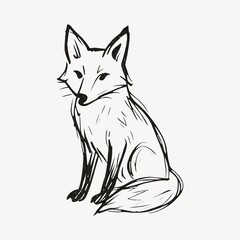 Naklejka premium Simple sketch of sitting fox.