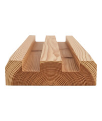 Wooden acoustic slat panel cross-section showing texture. cutout on transparent background