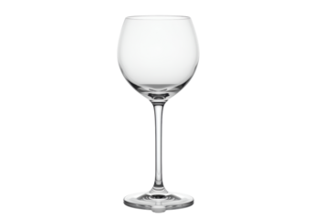 Isolated red wine glass silhouette, elegant stemware with circular bowl for beverage tasting