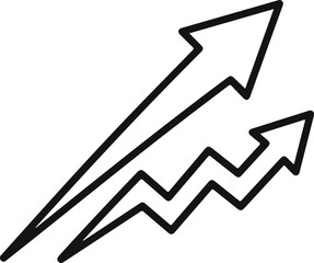 Growing up arrows outline showing progress and business improvement icon