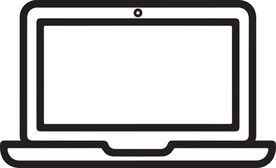Modern laptop computer line art icon illustration for technology and digital