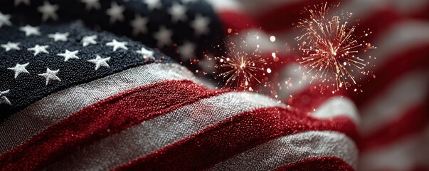 American flag and fireworks celebrating patriotism and national holidays