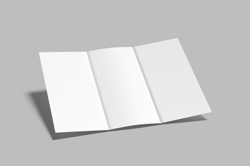 Blank trifold brochure mock up. Open and closed booklet template	