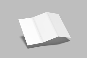 Blank trifold brochure mock up. Open and closed booklet template	