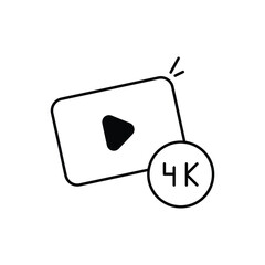 4k Media line icon vector stock with white background
