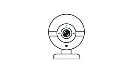 Simple line drawing of a modern webcam with a clean, minimalist design on a white background.