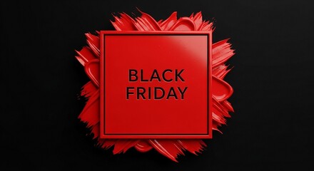 Bold Red Brush Stroke Square Black Friday Graphic on Dark Background
