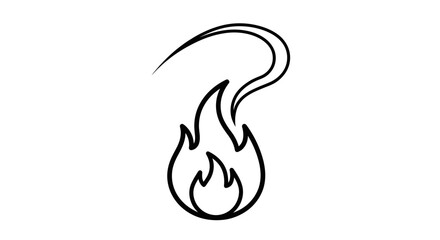Simple line art of a flame with smoke rising, symbolizing heat or energy.