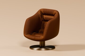 brown leather armchair with coffee