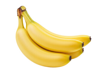 Isolated Bunch of fresh bright yellow bananas, healthy natural food, tropical fruit snack