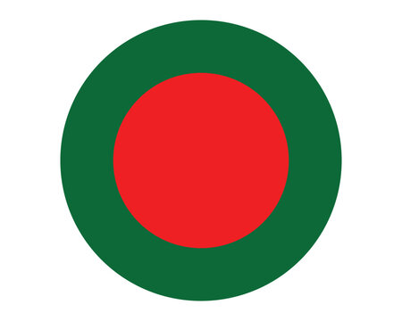 round bangladesh flag vector icon design, circular bangladeshi national symbol with red circle on green background for web and graphic use