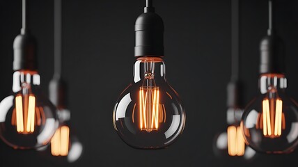 Edison Bulb Close-Up – Warm Amber Glow with Filament Detail and Moody Bokeh Background