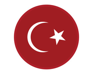 Obraz premium Turkey flag round icon vector illustration – national symbol of Türkiye with white star and crescent on red circular background design