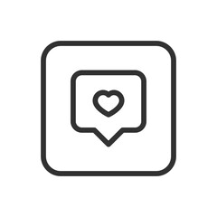Romance, Wedding Like line icon – heart-shaped like button outline for Instagram, love engagement, romantic social UI
