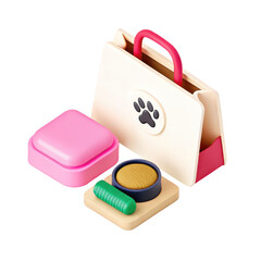 Pet grooming kit with brush, soap, and carrying bag featuring paw print, designed for pet care and hygiene